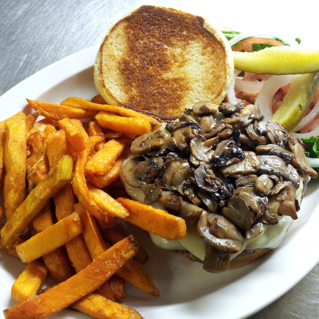 Mushroom Swiss Burger.